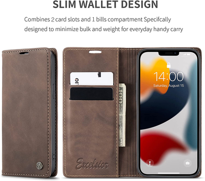 Excelsior Premium Leather Wallet flip Cover Case For Apple iPhone 13 Pro Max