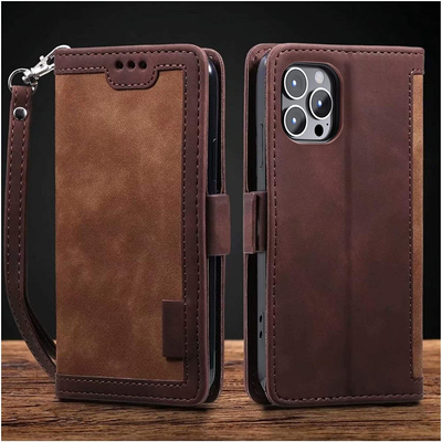 iPhone 13 Pro coffee color leather wallet flip cover case By excelsior
