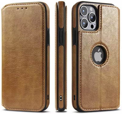 iPhone 13 Pro brown color leather wallet flip cover case By excelsior