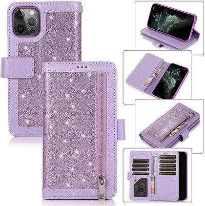 Excelsior Premium Leather Glitter Wallet Flip Case Cover | Trifold Purse Clutch For Apple iPhone 13 Pro Max