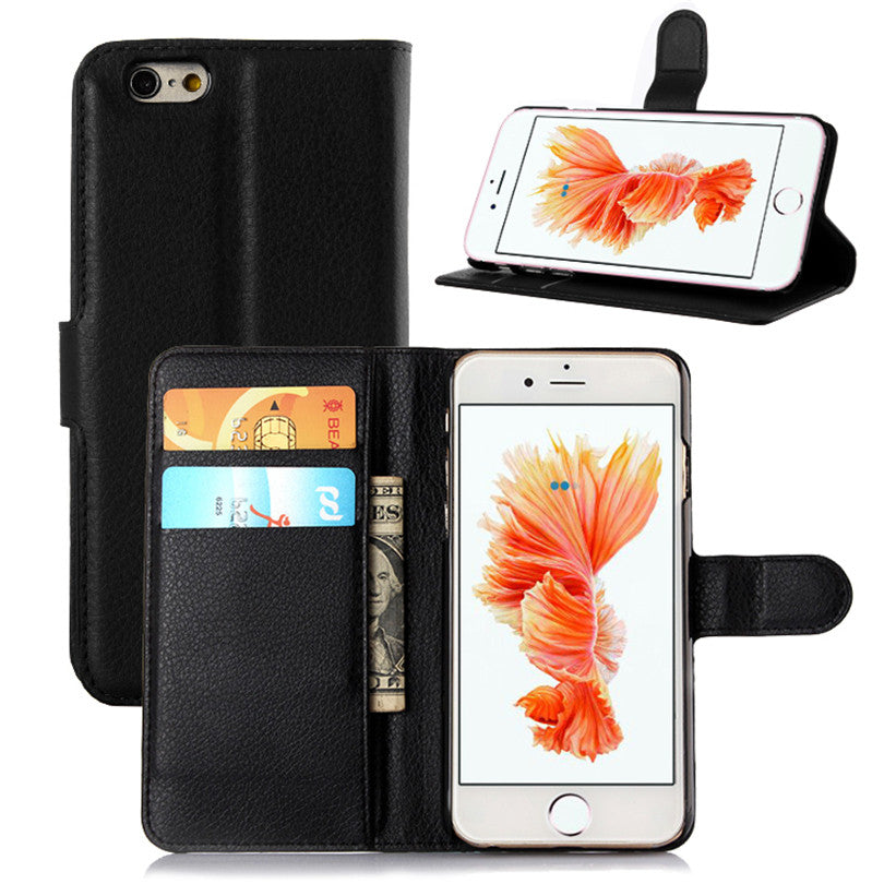 Apple iPhone 6 black color leather wallet flip cover case By excelsior