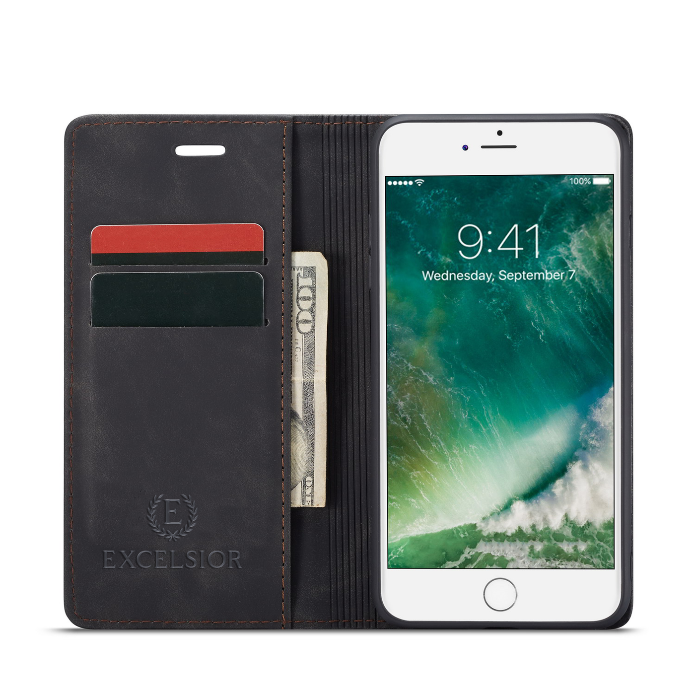 Apple iPhone 7 Plus | 8 Plus Premium PU Leather Wallet flip Cover Case By Excelsior