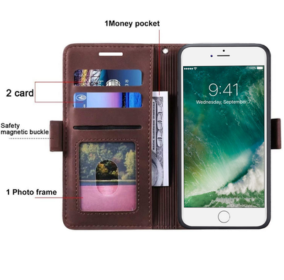 Apple iPhone 8 Plus full body protection Leather Wallet flip case cover by Excelsior