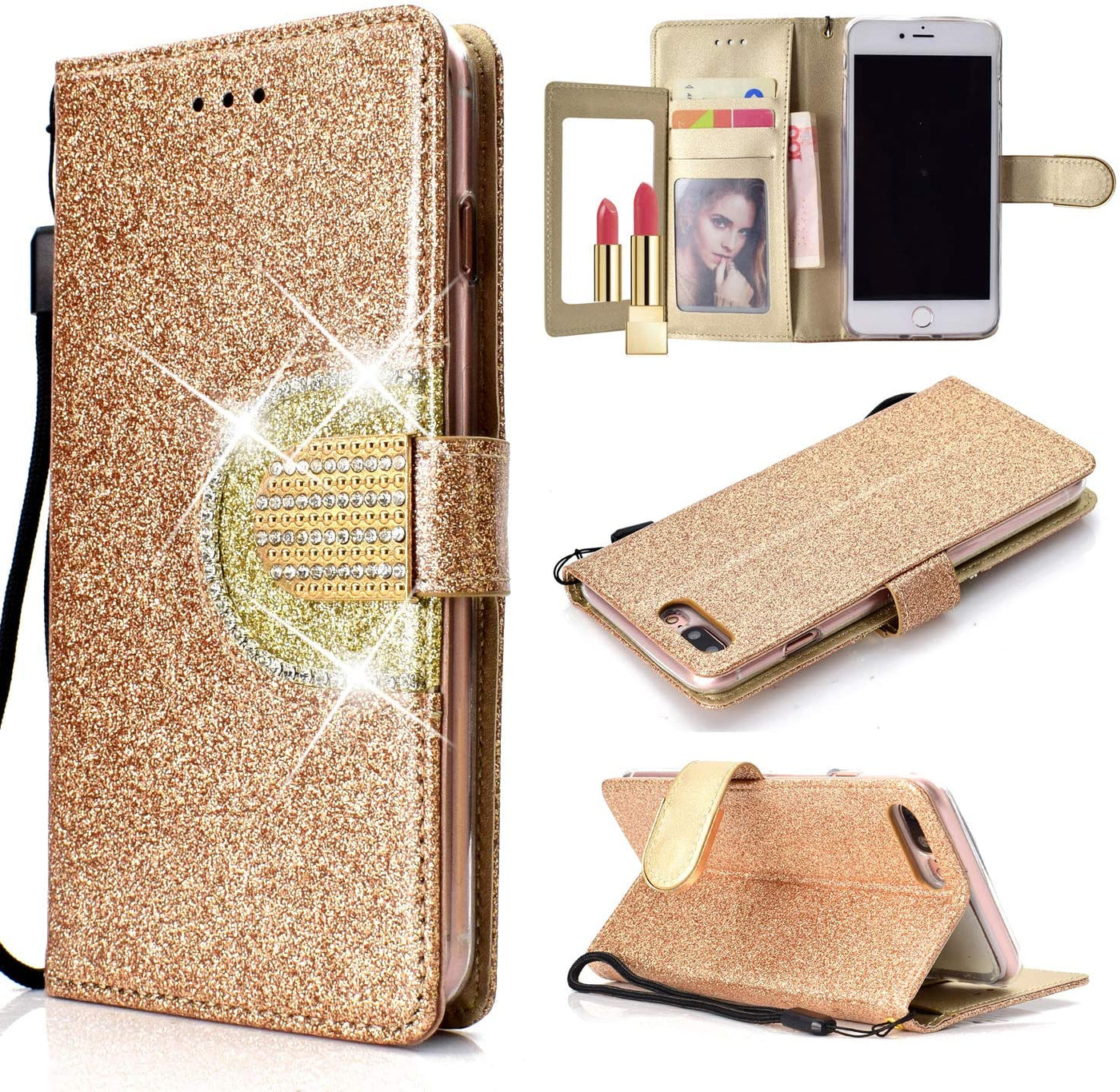 Excelsior Leather Glitter Wallet Flip Case Cover For Apple iPhone SE 2020 | iPhone 7 | iPhone 8
