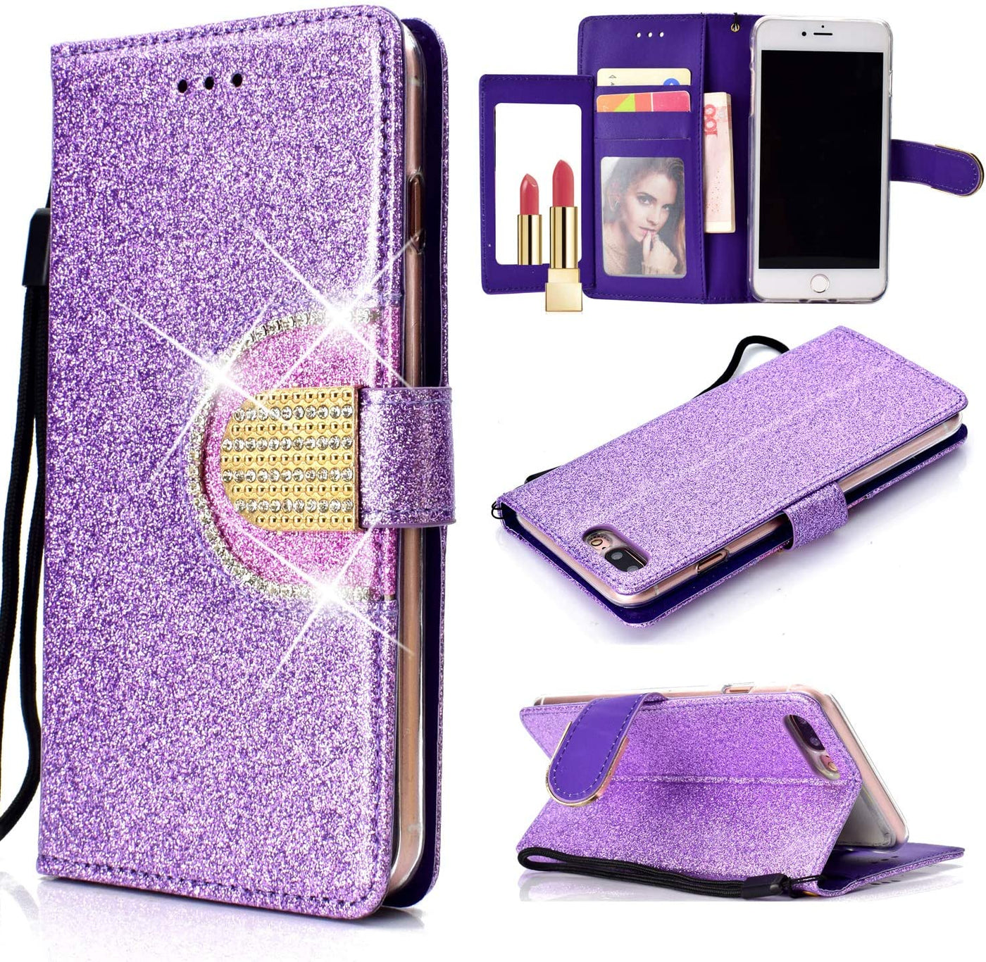 Excelsior Leather Glitter Wallet Flip Case Cover For Apple iPhone SE 2020 | iPhone 7 | iPhone 8