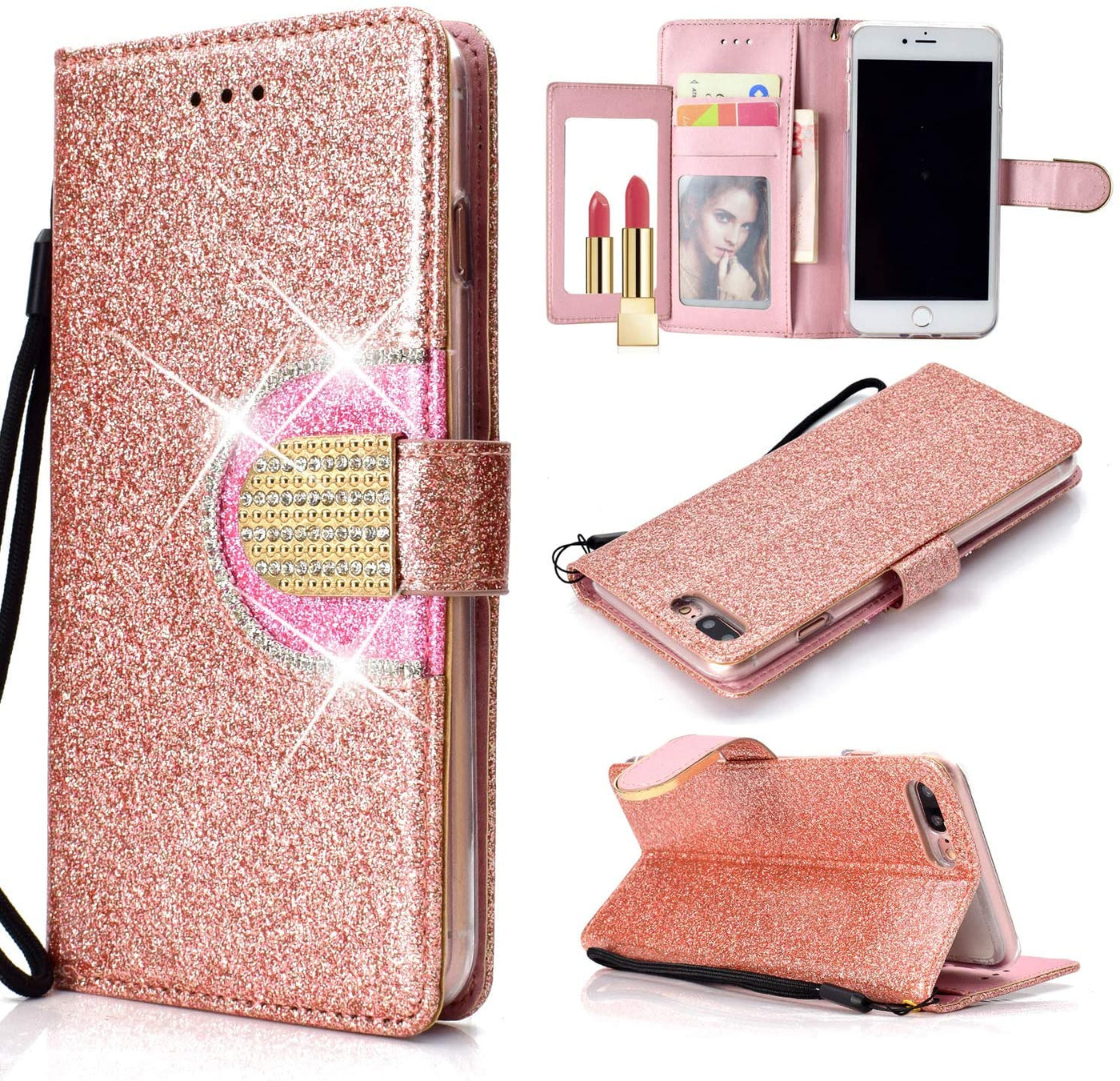 Excelsior Leather Glitter Wallet Flip Case Cover For Apple iPhone SE 2020 | iPhone 7 | iPhone 8