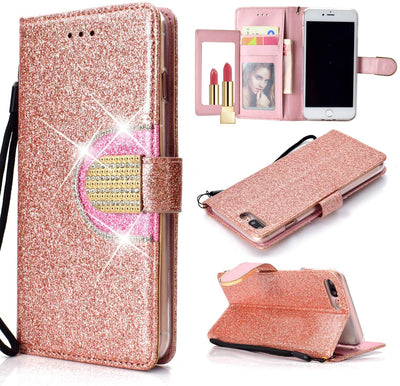 Excelsior Leather Glitter Wallet Flip Case Cover For Apple iPhone SE 2020 | iPhone 7 | iPhone 8