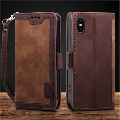 Apple iPhone X Coffee color leather wallet flip cover case By excelsior