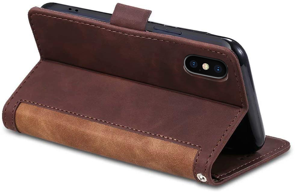 Apple iPhone X Leather Wallet flip case cover with stand function