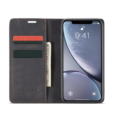 Apple iPhone XR Premium PU Leather Wallet flip Cover Case By Excelsior