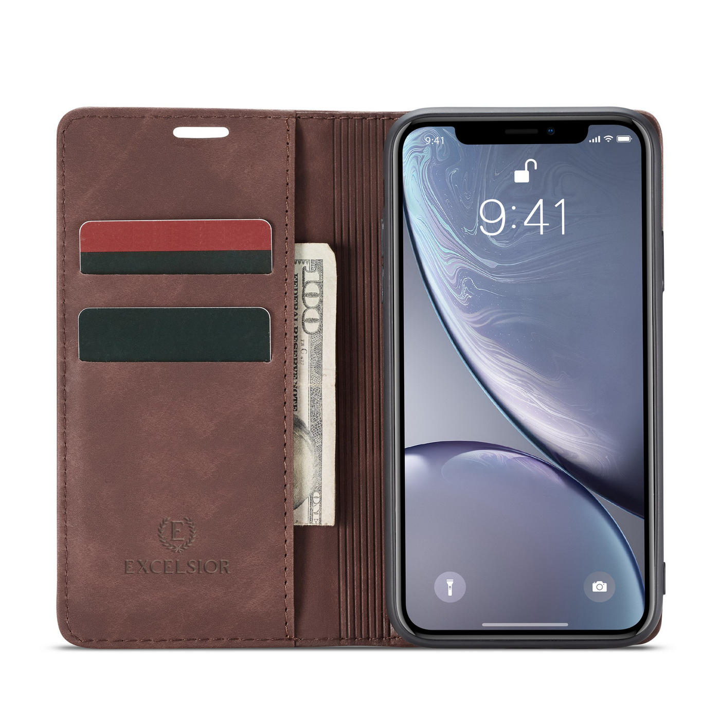 Apple iPhone XR Leather Wallet flip case cover with stand function