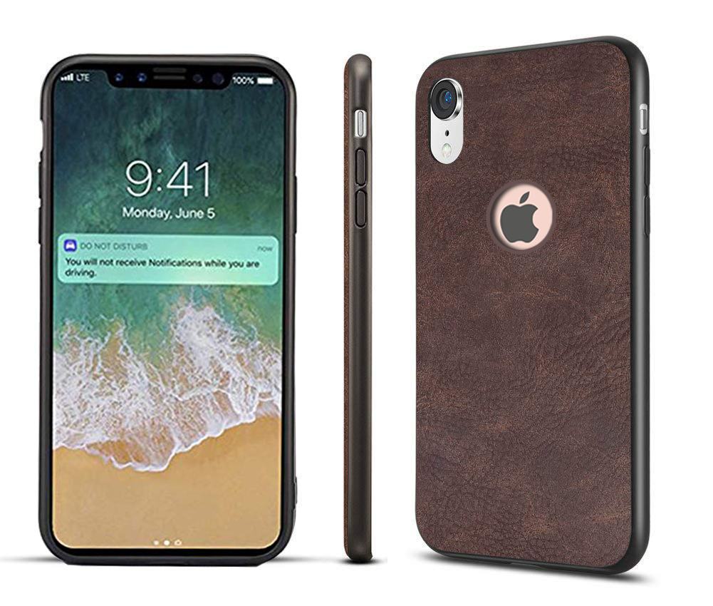 Apple iPhone XR coffee color leather back cover case