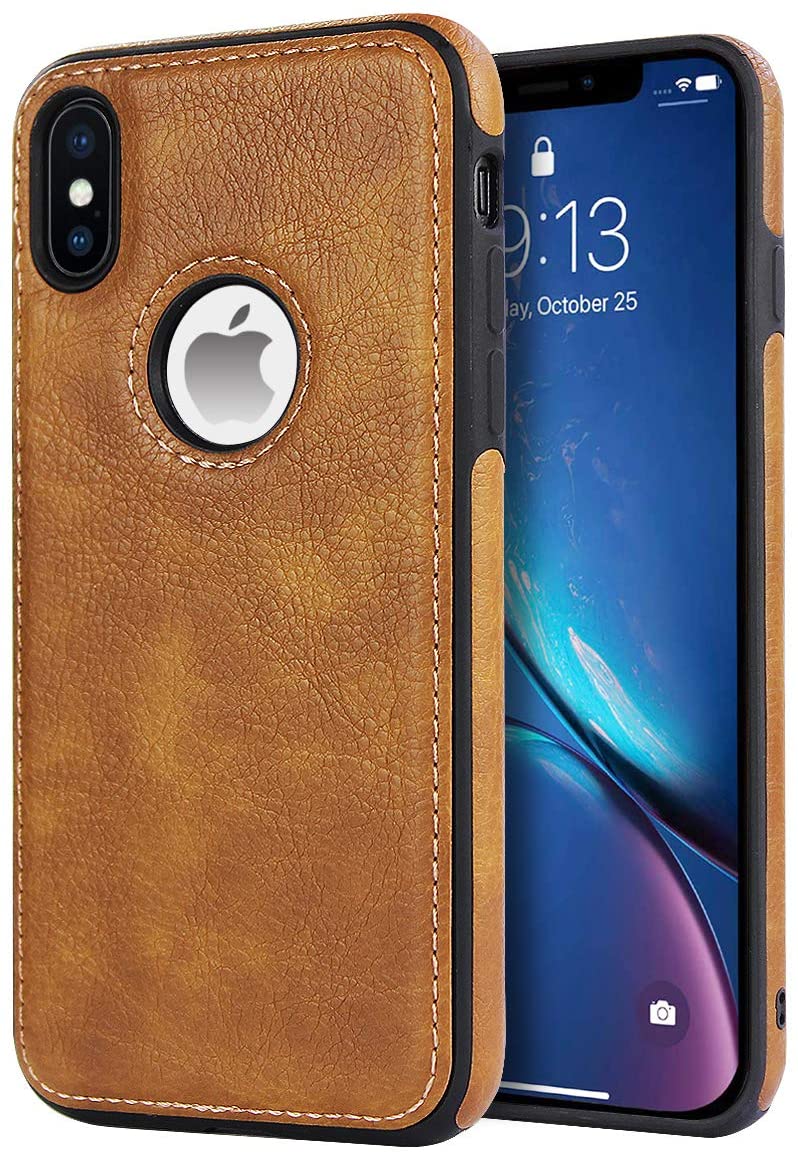 Apple iPhone XS Max brown color leather back cover case